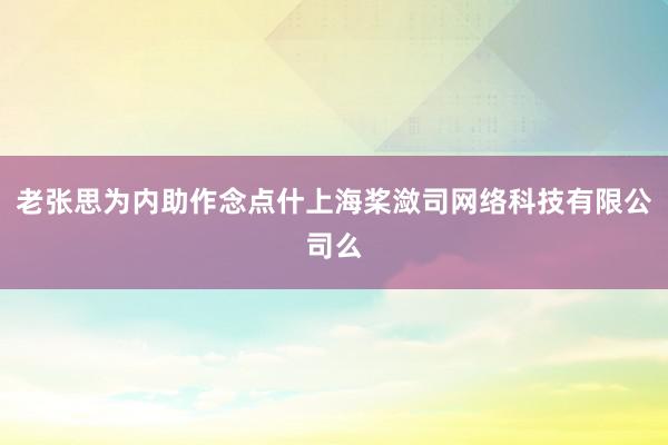 老张思为内助作念点什上海桨潋司网络科技有限公司么