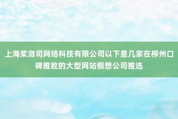 上海桨潋司网络科技有限公司以下是几家在柳州口碑雅致的大型网站假想公司推选
